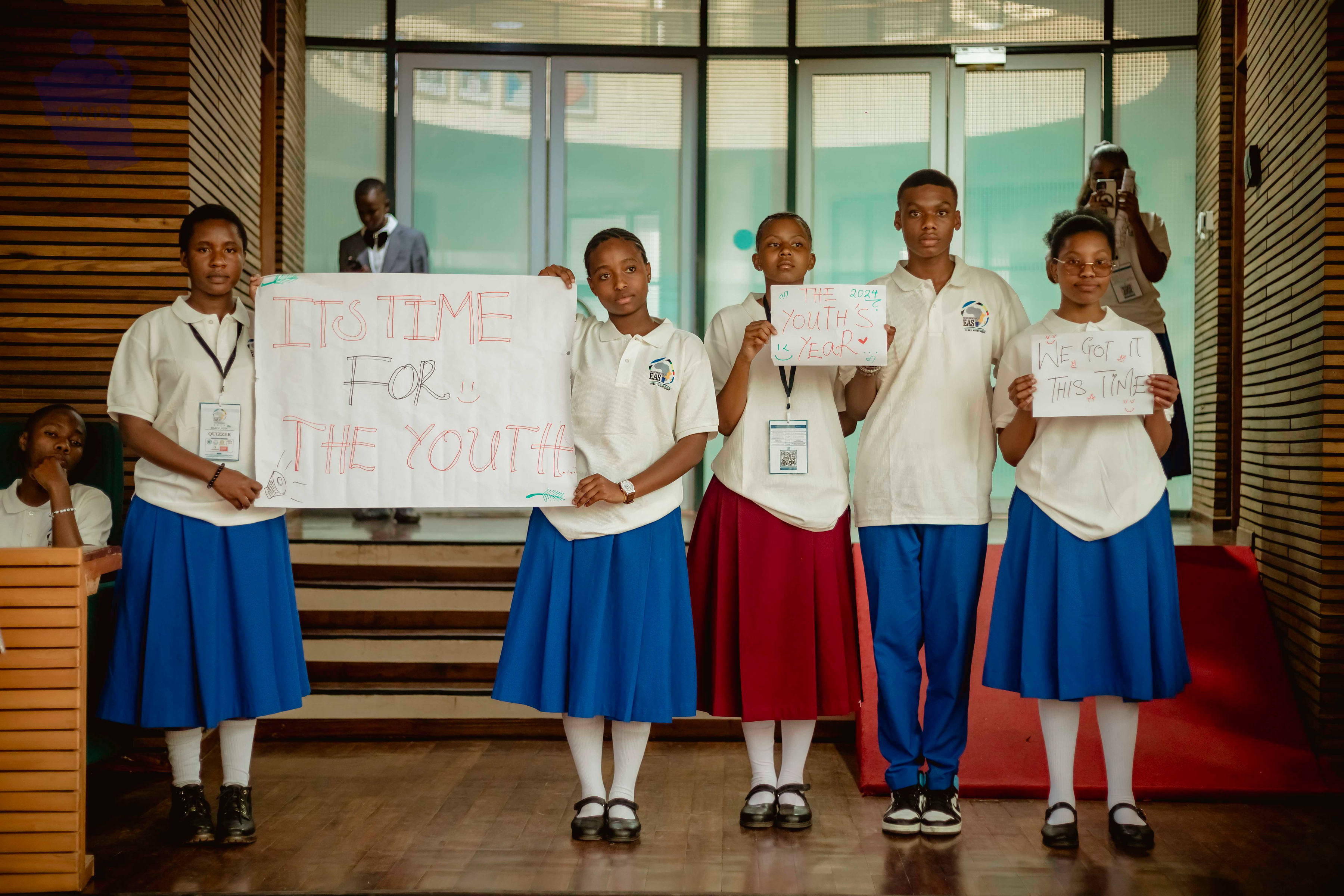 Students giving out their motive inside East Africa Community HQ